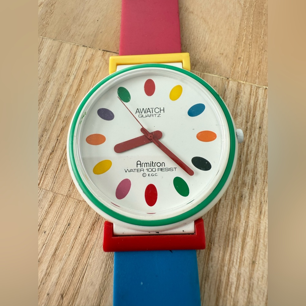 Vintage Armitron Awatch colorful color block watch NEW BATTERY